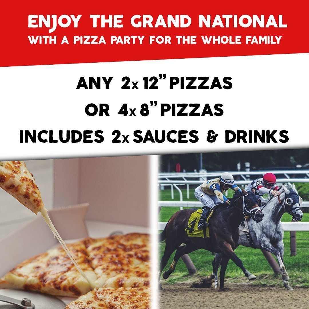 The #grandnational is tomorrow! Enjoy the races today or the main event tomorrow with a pizza party for all that&rsquo;s a bet you can rely on!