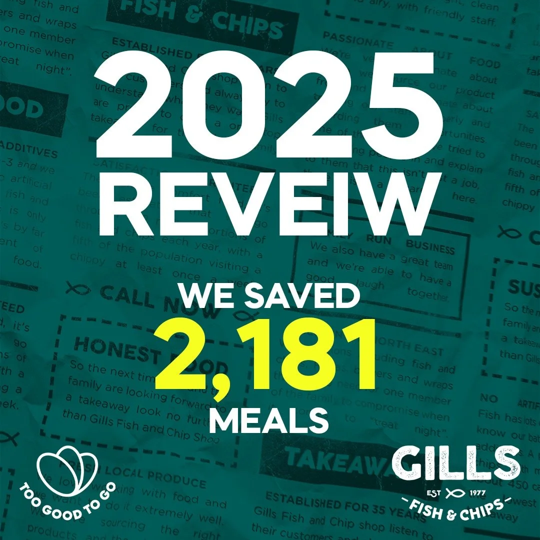 Together in 25 we saved over 2000 meals from heading for waste! 🌍

Grab a surprise bag from most of our stores to help the cause in 2026.

#Toogoodtoogo #gillsfishandchips