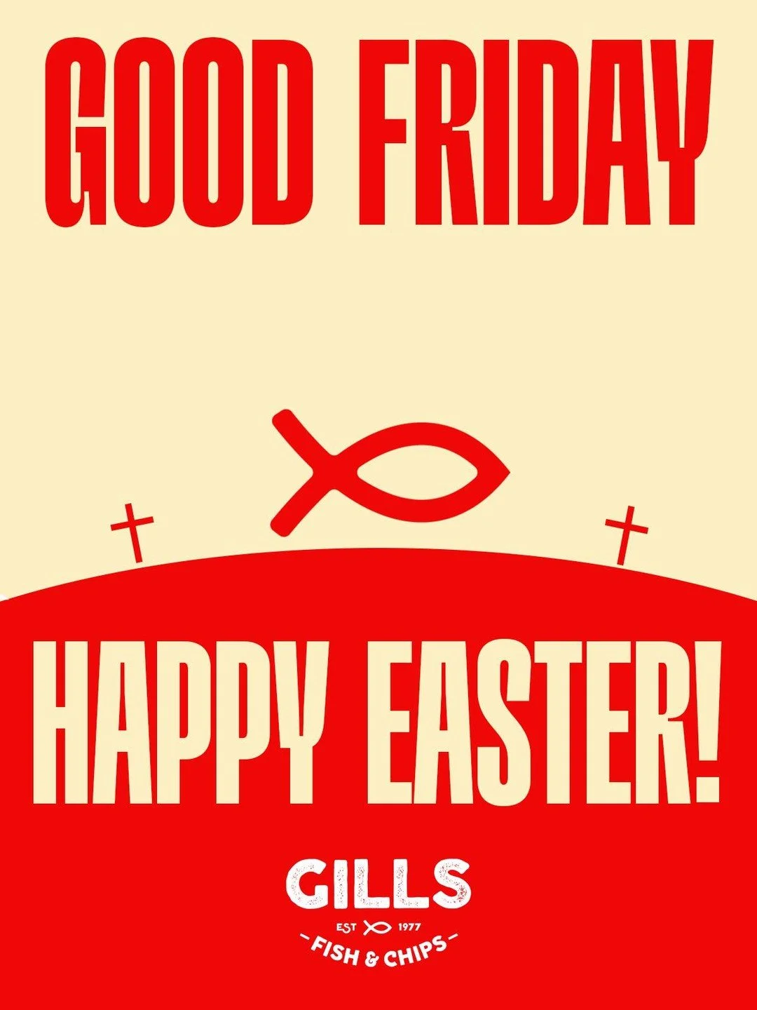 Today is the day! Get down for your Fish &amp; Chips fix and do Easter weekend right!
Happy Easter from all at Gills!
See you soon 🐟