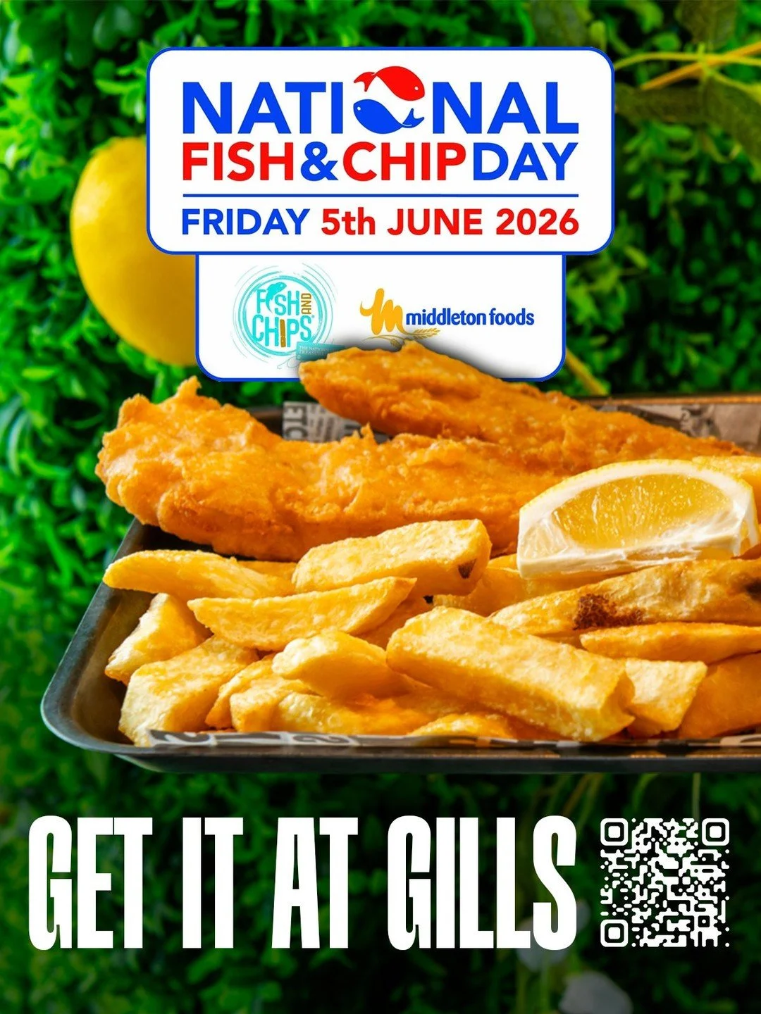 Tomorrow is the day... ⏱️
Get the family together for National Fish and Chips Day 2026! 📆🐟🍟
What better time for a Fish &amp; Chip Friday than tomorrow?
Order online via the app to earn rewards on your next Gills order...