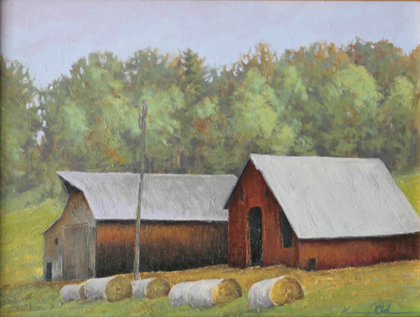 Two Barns 19 x 12 Oil on Canvas SOLD