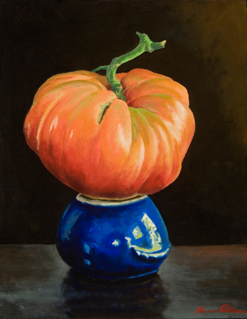 Tomato on Bean Pot   8 x 10   Oil on Canvas (sold)