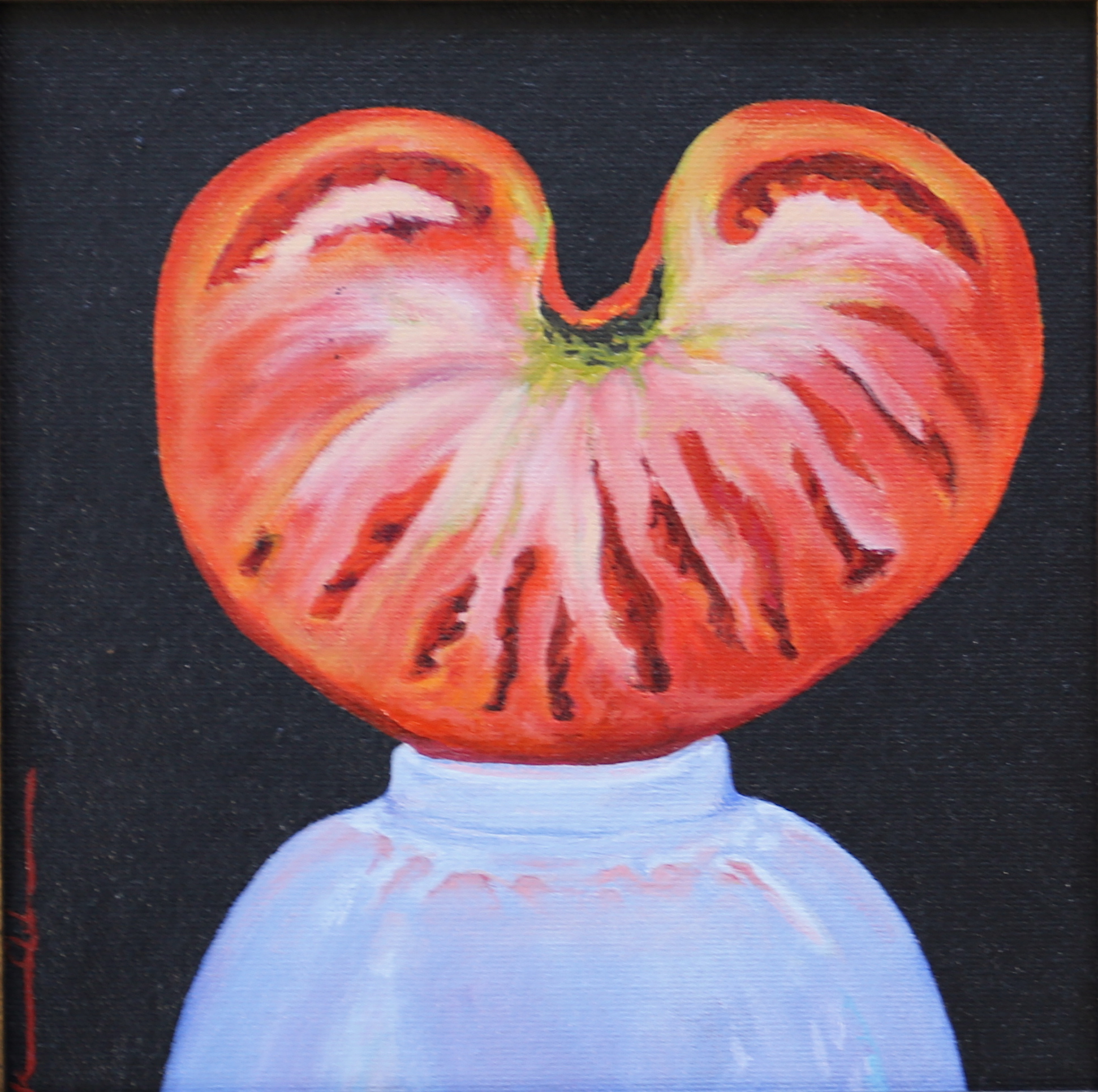 1/2 Red Tomato 8 X 8 oil on panel (sold)