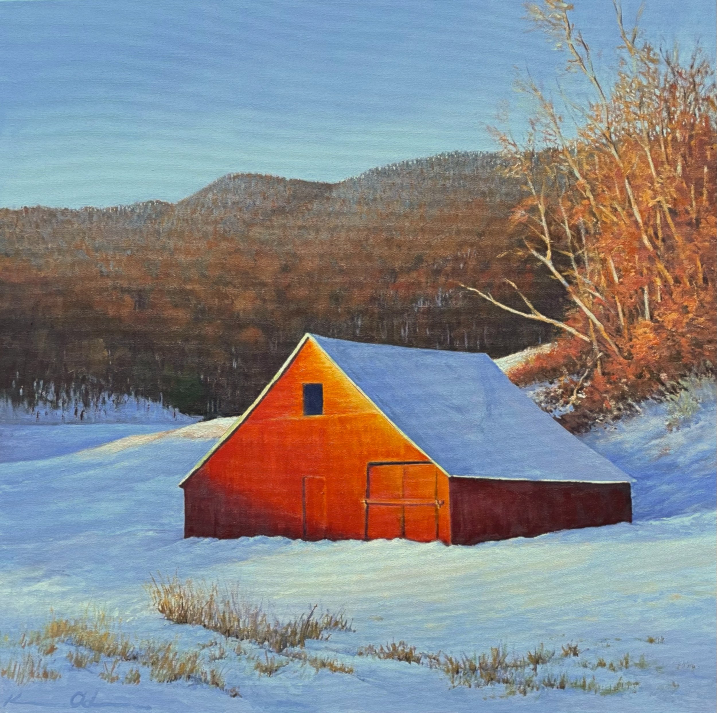 "First Snow: 231 Barn" 24" X 24" oil on canvas $2500