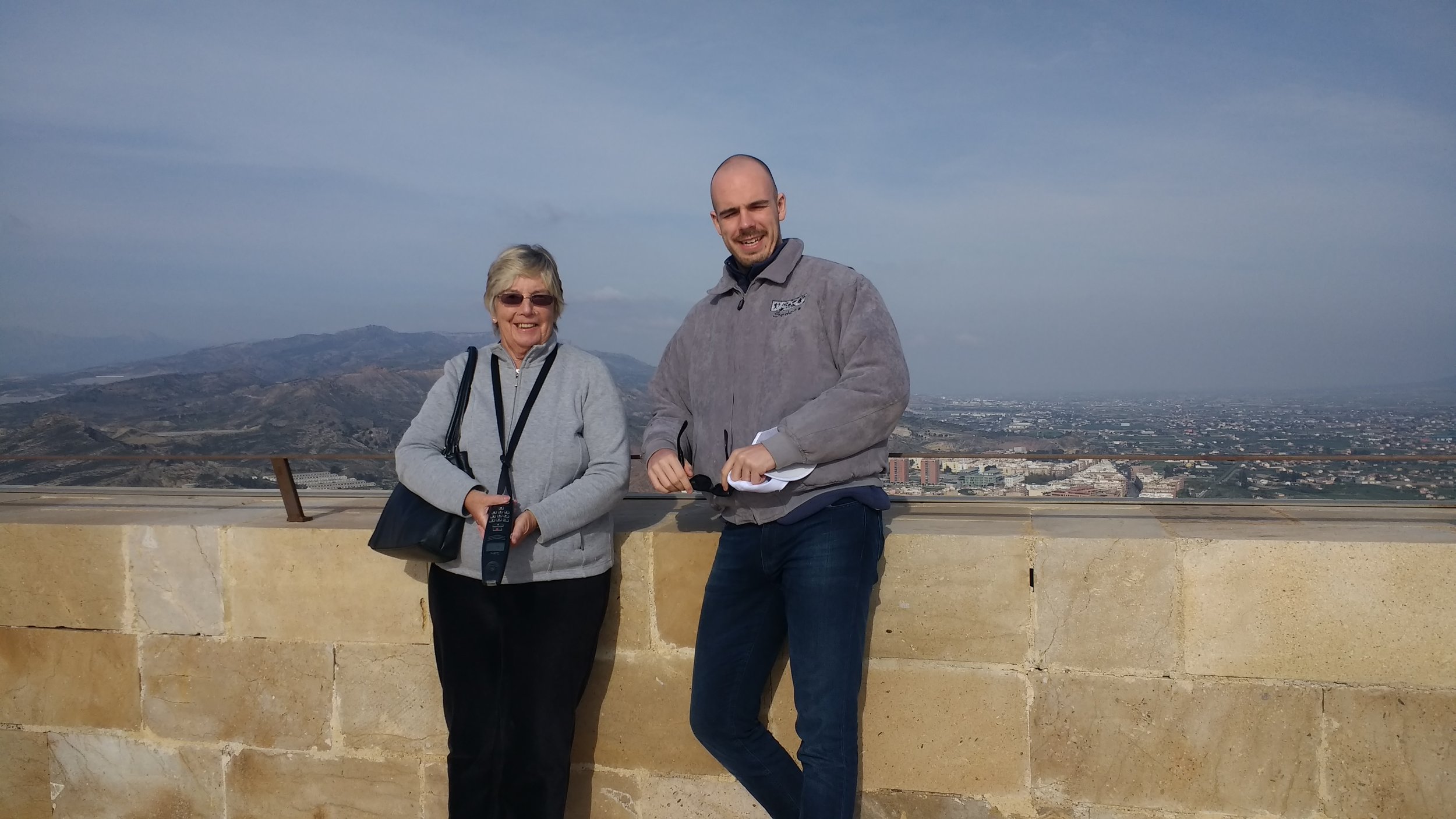 A rather tall leprechaun joined us for the day. Thanks Ben and Barbara - at the top of the world in Lorca Castle, with the city view below