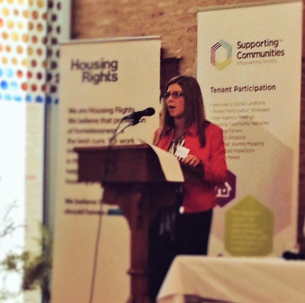 Laura O'Dowd addresses the Tenant Participation conference.