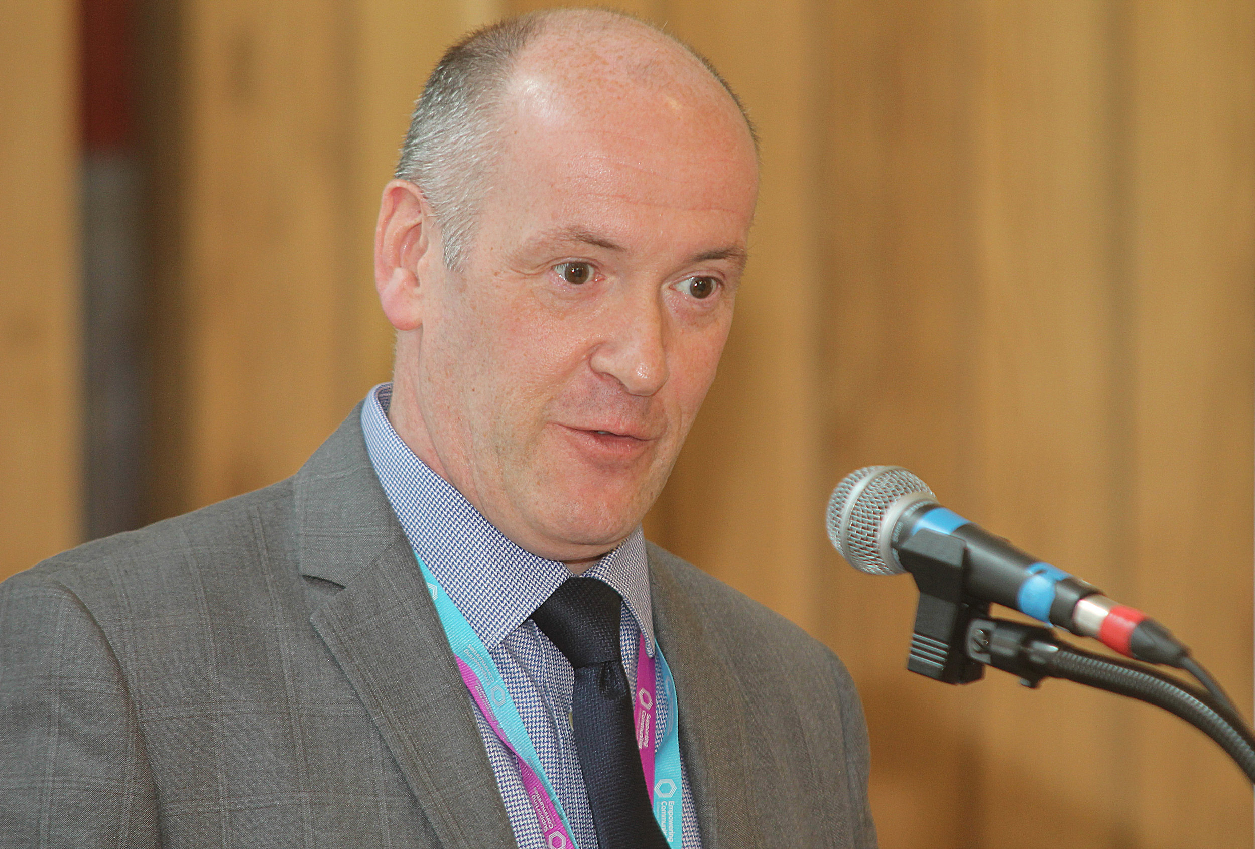Colm McDaid speaking at the launch event for Empowering Communities.