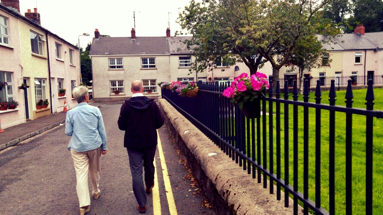 Flowers from the garden brighten the community square.