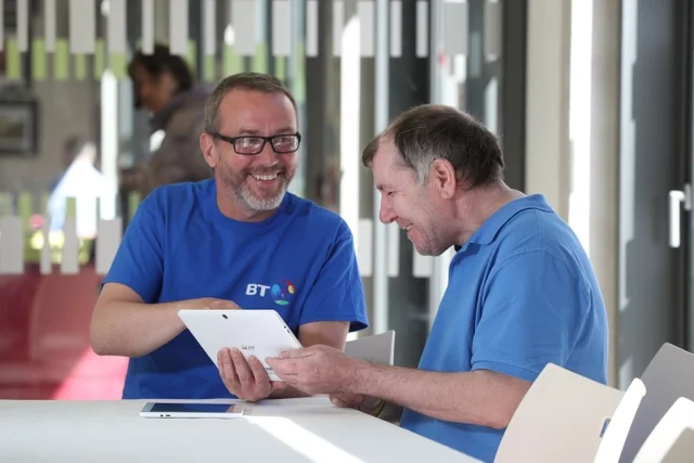 David (a BT Volunteer) helps DAvid (a Project Participant) Get Started on HIs Tablet.