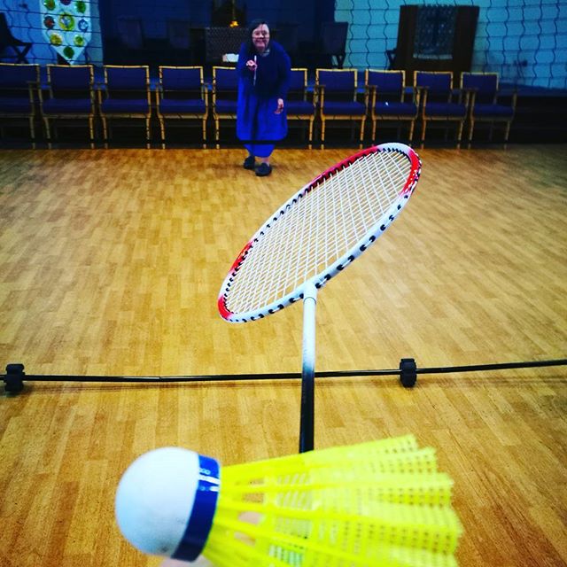 Finished the day off yesterday with an hour of group games. Here's one of our members in their best badminton position! 🎾🏆🏃