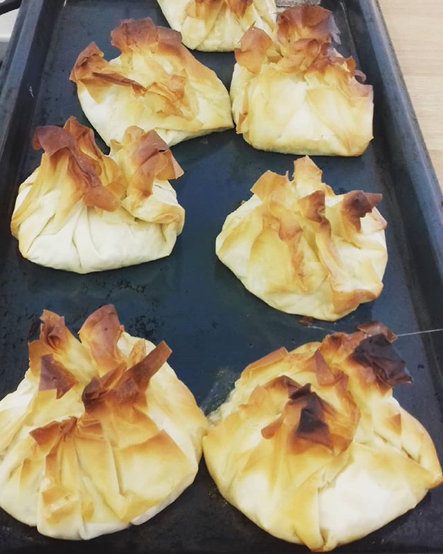 The cooking group has been busy. Chicken  mozzarella and pesto filo parcels 🙋 cooking begins again on the 6th July