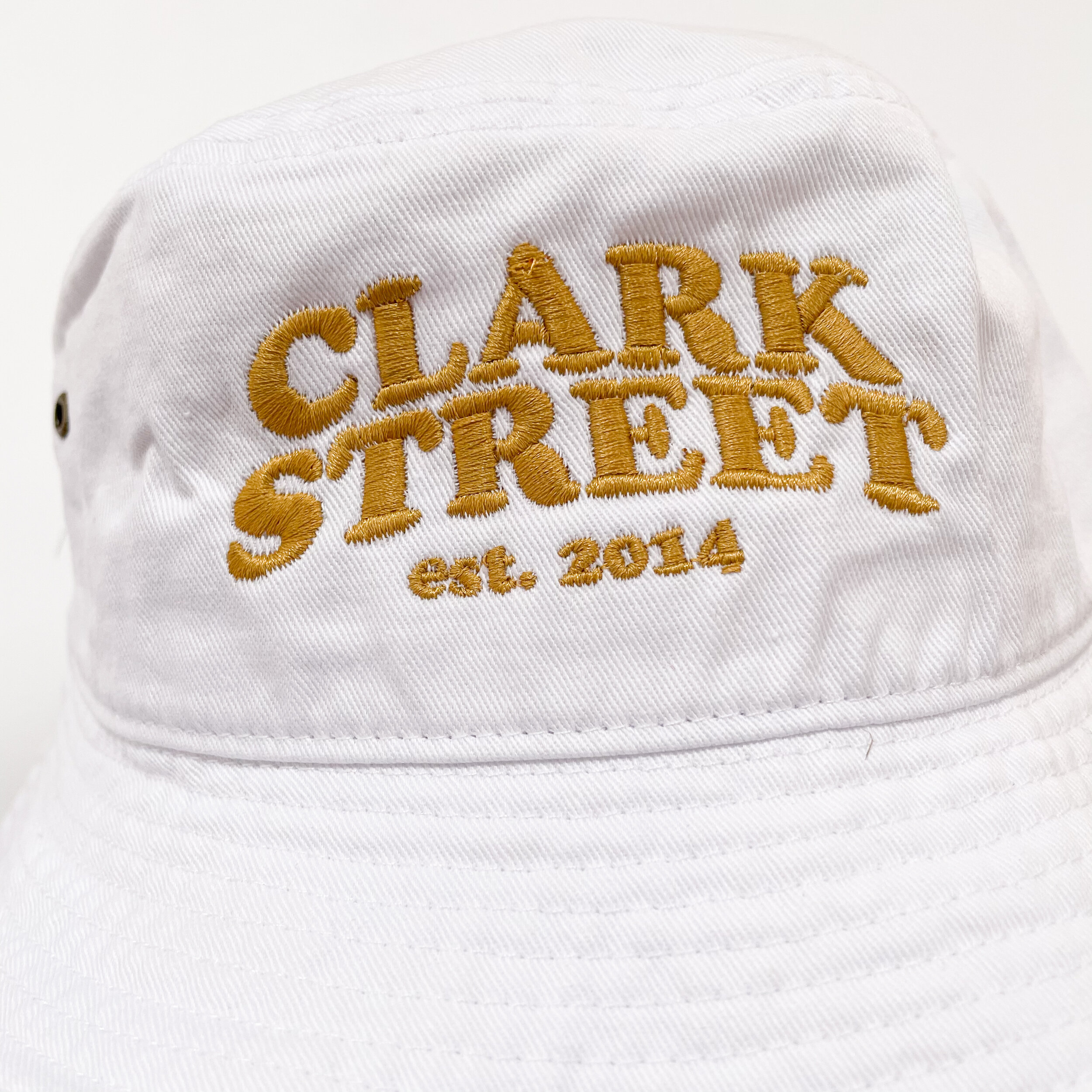 Gold Embroidery Bucket Hat White & Gold — Clark Street