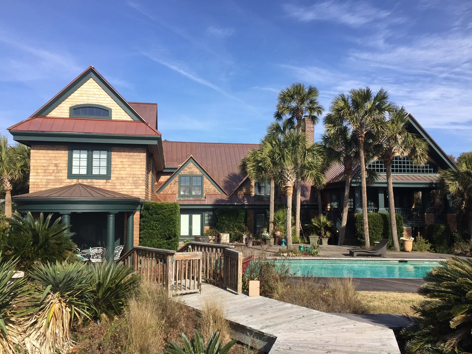 This picture shows the copper roofing completed.