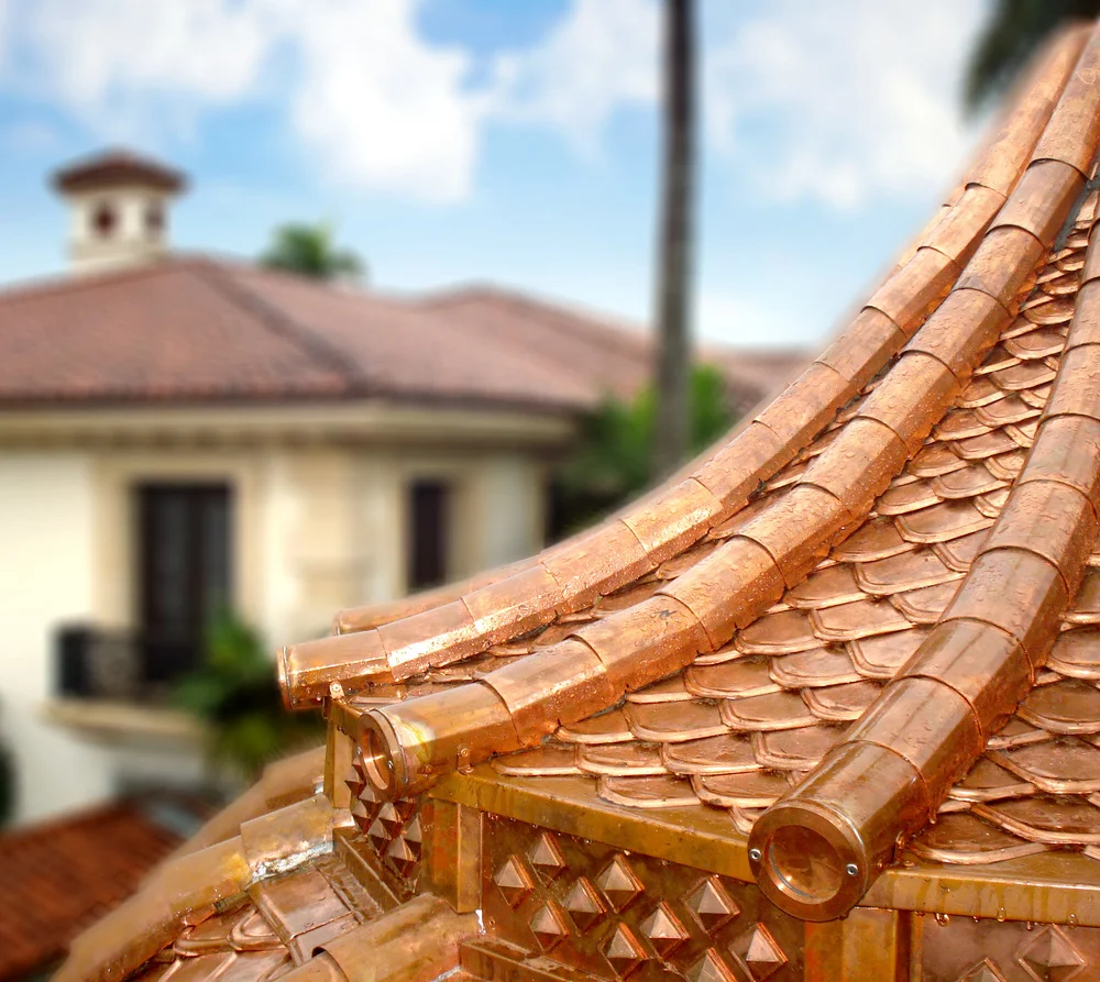Custom copper ornamental roofing