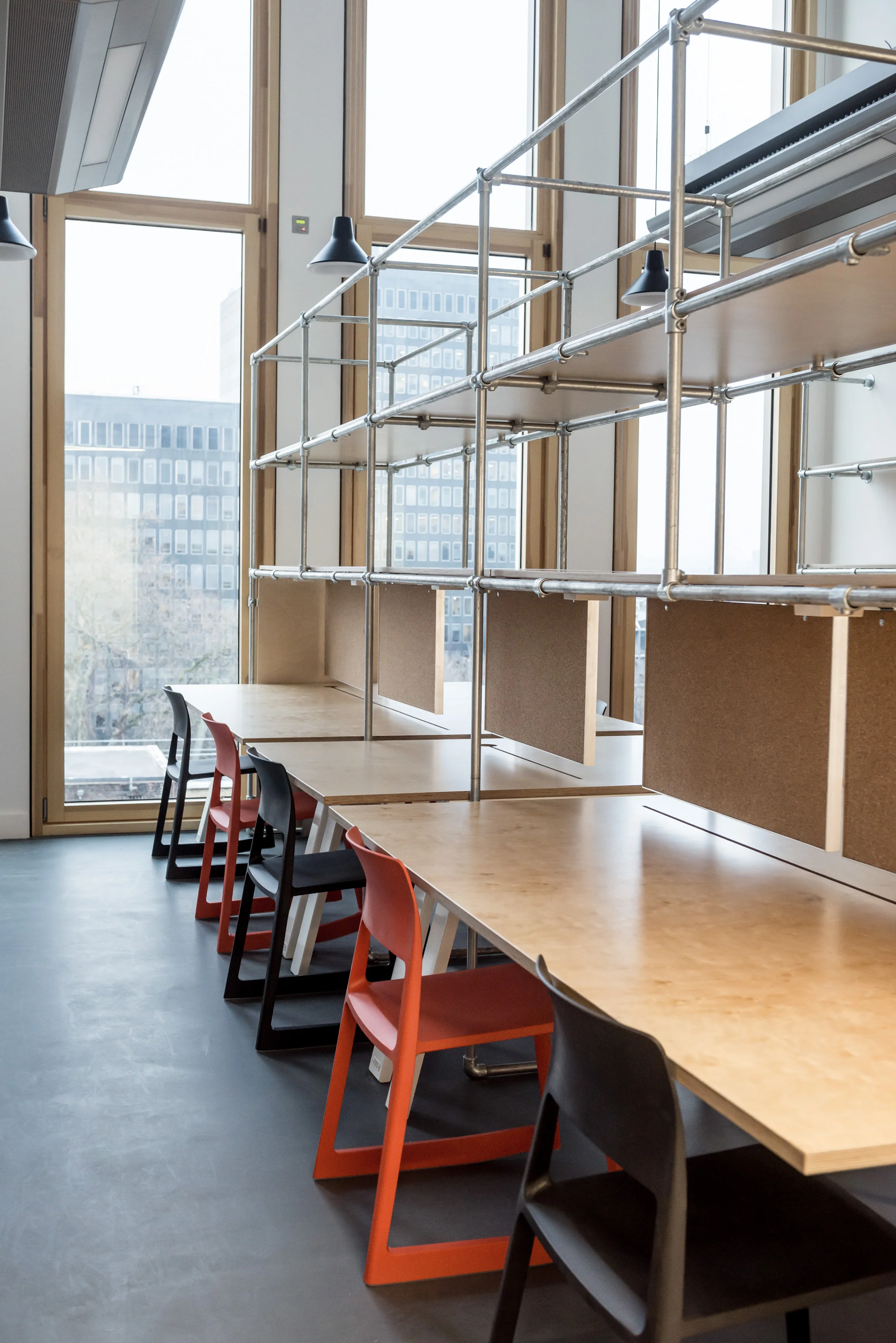 Student work spaces in the refurbished Bartlett School of Architecture, 22 Gordon Street. London by Hawkins/Brown Architects