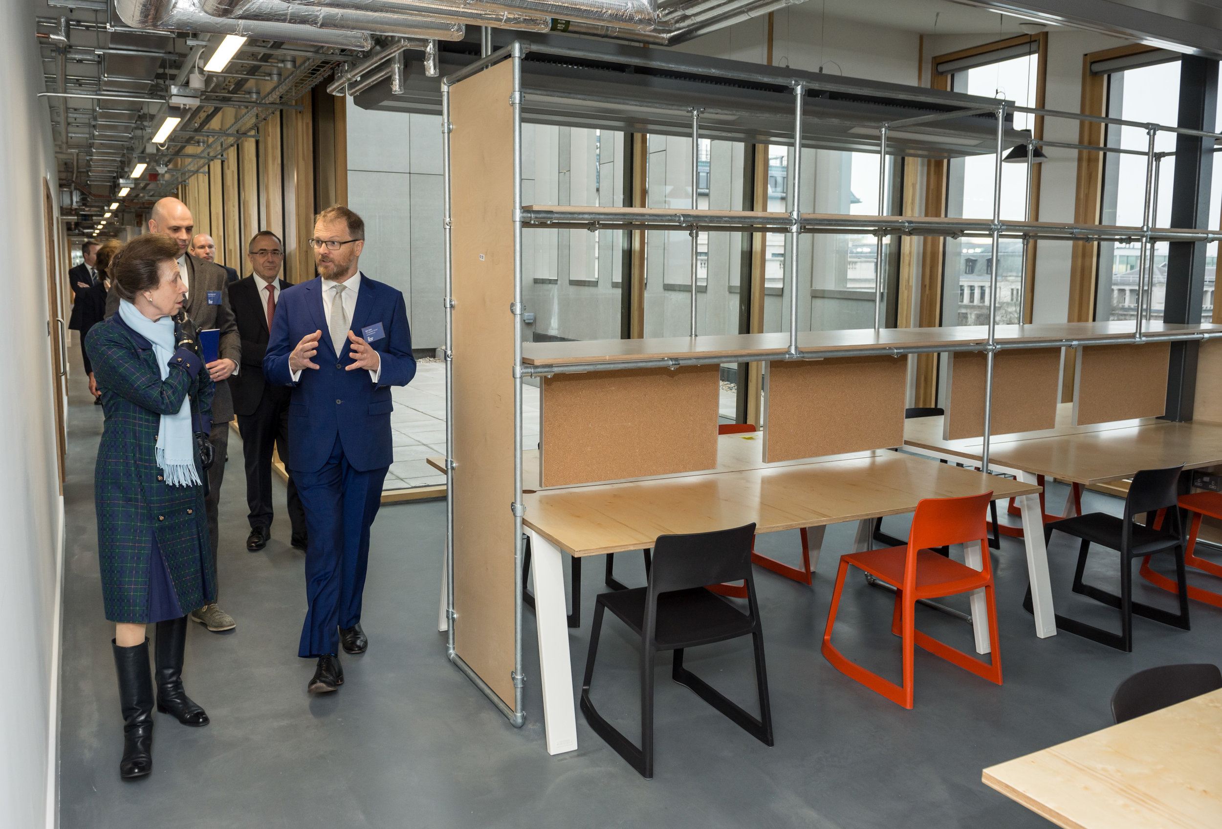 Head of School Bob Sheil with HRH Princess Anne as she tours the refurbished Bartlett School of Architecture before official opening the building by Hawkins/Brown Architects, 22 Gordon Street. London 16/12/2016
