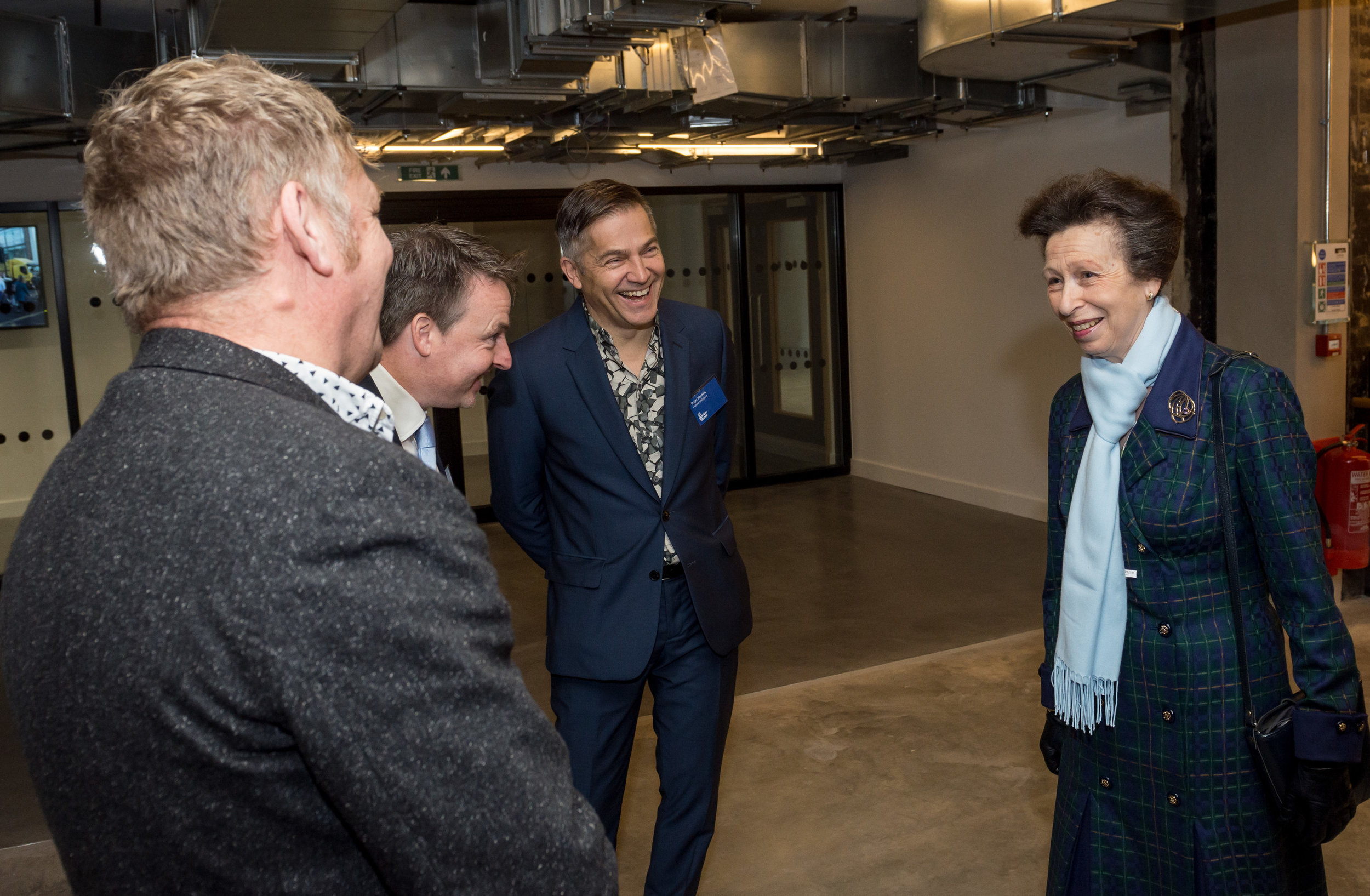  HRH Princess Anne chats with Roger Hawkins, Russell Brown Directors of the Project Architecture team Hawkins/Brown while touring the building before officially opening the refurbished  Bartlett School of Architecture, 22 Gordon Street. London 16/12/