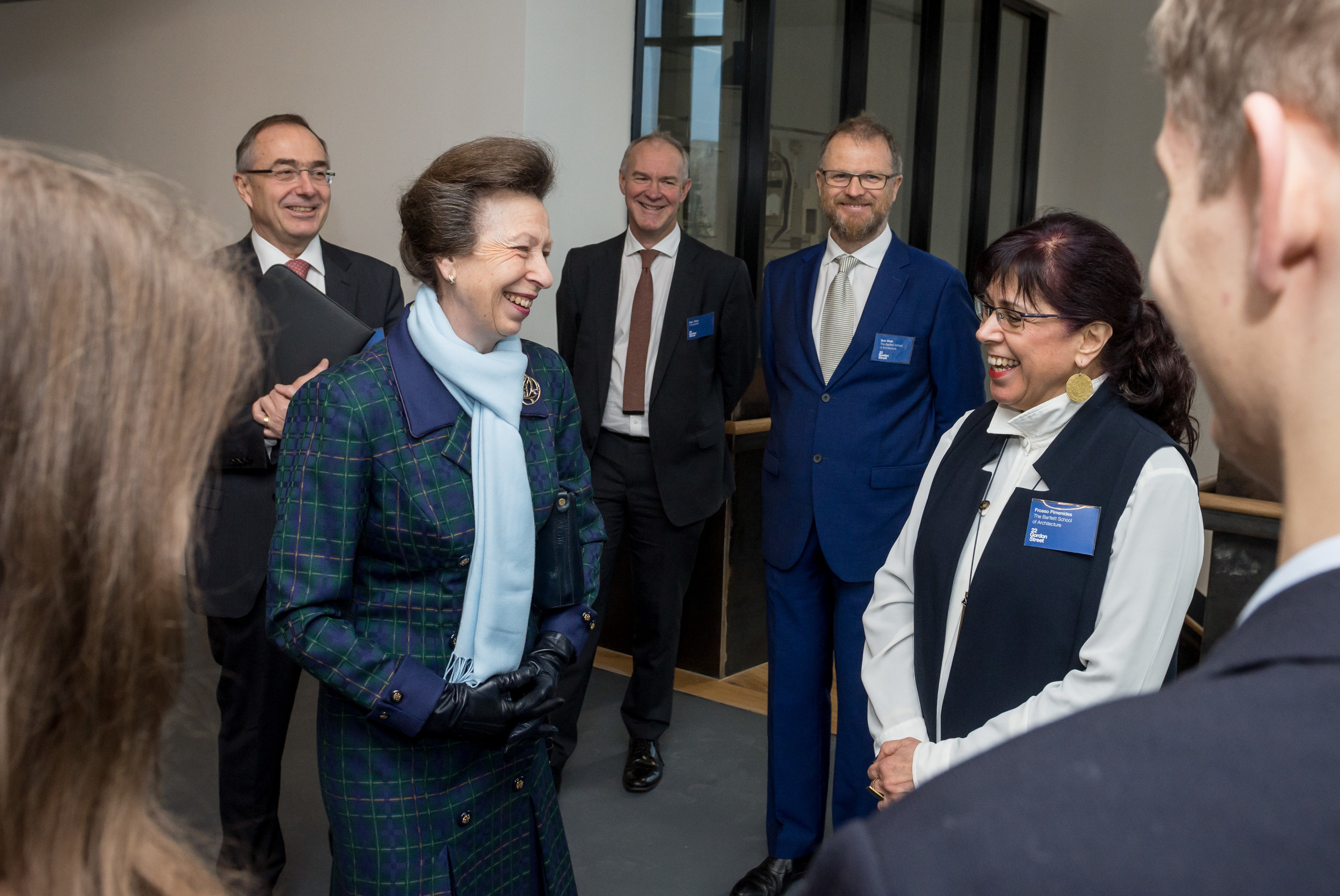  HRH Princess Anne chats with Frosso Pimenides, Head of first year and meets students while touring the building before officially opening the refurbished  Bartlett School of Architecture, 22 Gordon Street. London 16/12/2016 