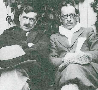 Composer Igor Stravinsky with writer C.F. Ramuz.