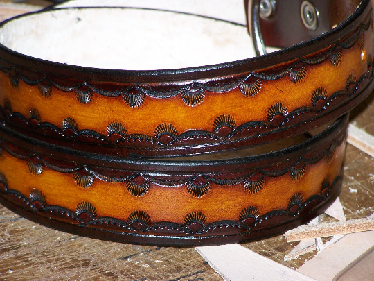 Custom Tooled Adult Leather Belt