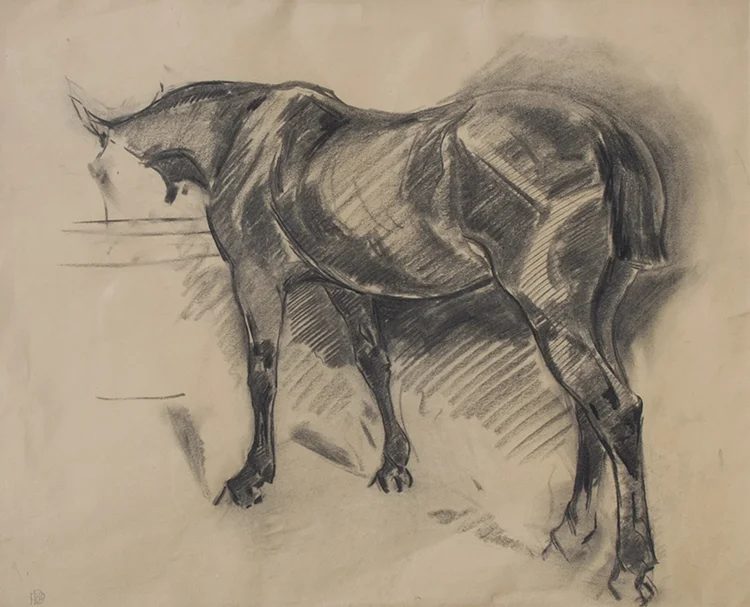 ROBERT BEVAN Horse in a Stable Charcoal on paper 17½ x 21¾ inches (44.5 x 55.2 cm) SOLD