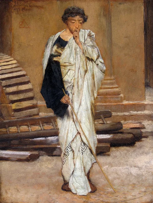 SIR LAWRENCE ALMA-TADEMA The Roman Architect Oil on panel 11½ x 8¾ inches (29.2 x 22 cm) SOLD