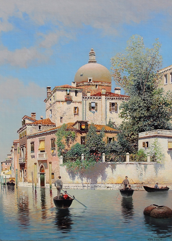 HENRY PEMBER SMITH Venetian Gondoliers Oil on canvas 28 x 20 inches (71.1 x 51 cm) SOLD
