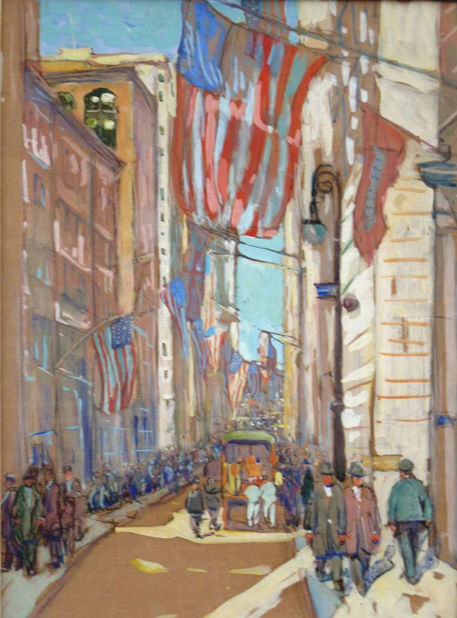 JANE PETERSON Wall Street Watercolor and gouache on paper 24 x 18 inches (61 x 45.5 cm.) SOLD
