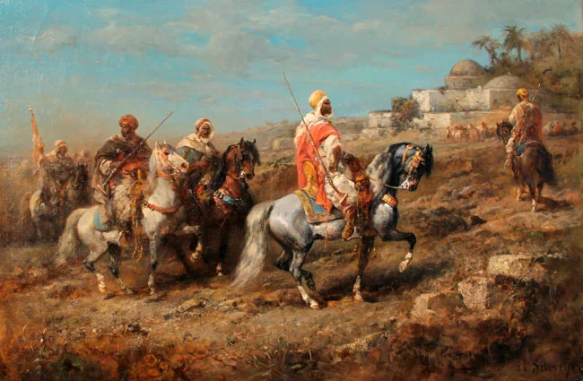 ADOLPHE SCHREYER Return from a Foray Oil on canvas 21¾ x 33 inches (55.2 x 84 cm.) SOLD