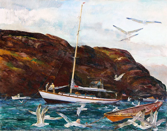 ANDREW WINTER Gulls at Monhegan, Maine Oil on canvas 22 x 28 inches (56 x 71 cm.) SOLD