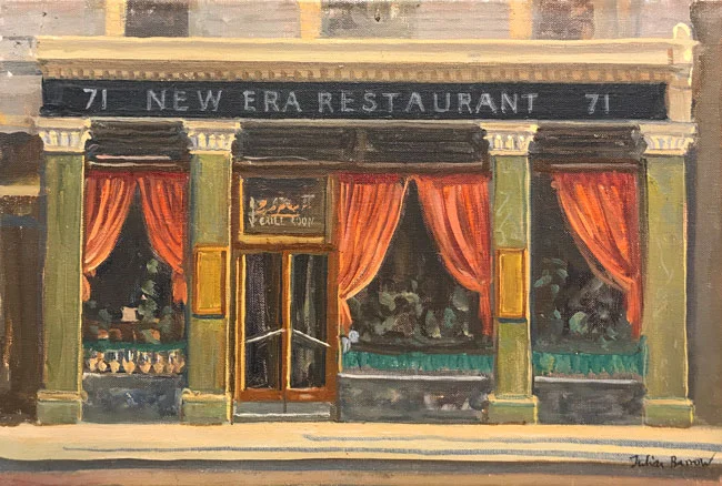 JULIAN BARROW New Era Restaurant Oil on canvas 8 x 12 inches (20.2 x 30.5 cm) SOLD