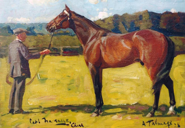 ALGERNON TALMAGE Captain Fricassee in Chirk Park (1928) Oil on panel 10 x 13 3/4 inches (25.4 x 34.9 cm) SOLD
