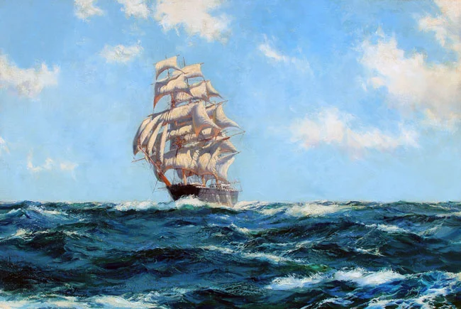 MONTAGUE DAWSON A Westerly Trade Wind – The Boston Clipper "Southern Cross" Oil on canvas 20 x 30 inches (50.8 x 76.2 cm) SOLD