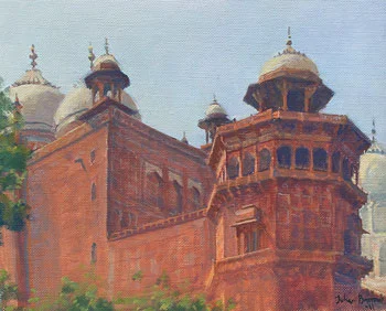 JULIAN BARROW The Walls of the Taj Mahal Oil on canvas 10 x 12 inches (25.5 x 30.5 cm) SOLD