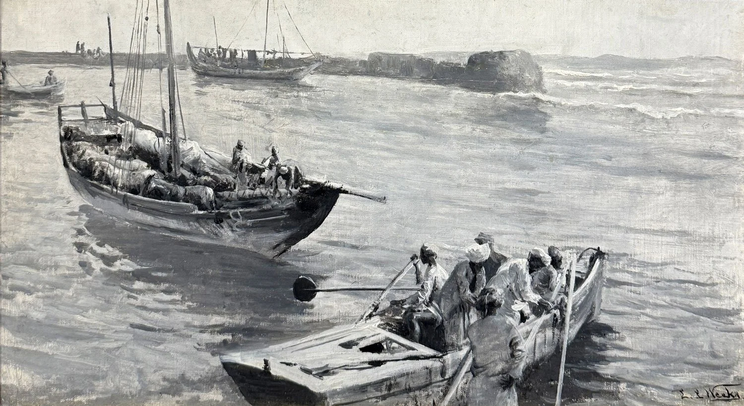 Edwin Lord Weeks | Boats from deck of Steamer Occidental