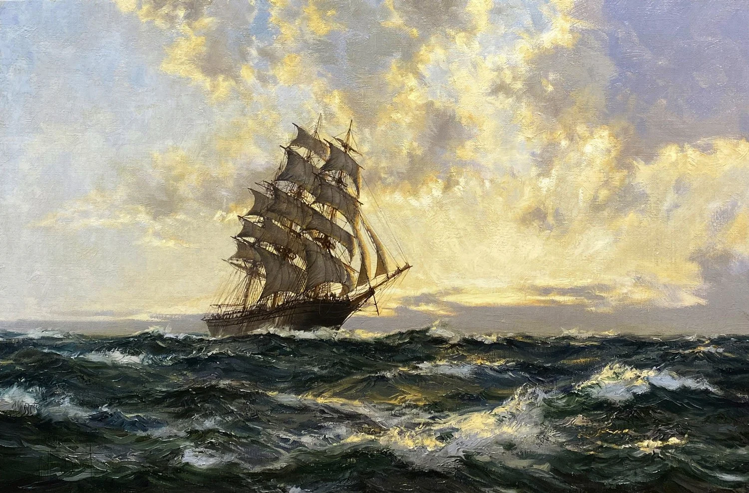 Montague Dawson | Flicker in Gold