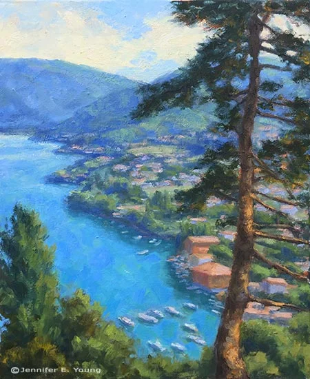 "Bellagio From Above", Oil on linen, 20x16"