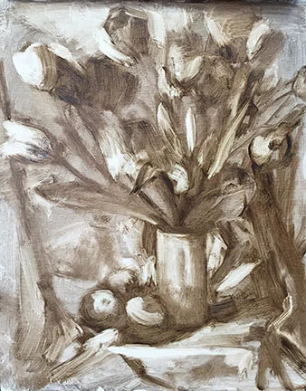 Still life floral painting demo by Jennifer E Young
