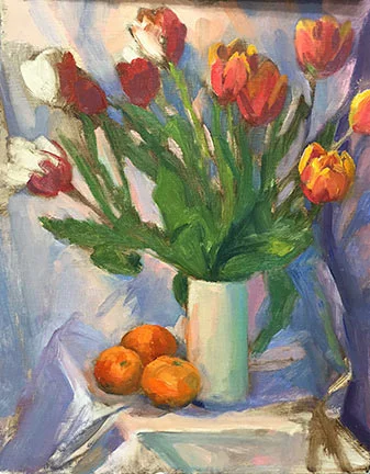 Still life floral painting demo by Jennifer E Young