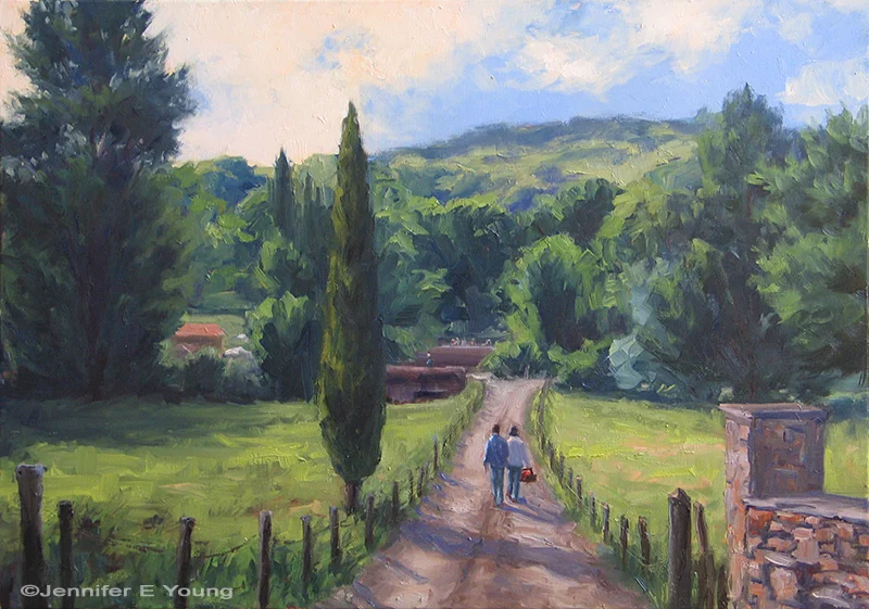 "Market Day in the Lot Valley", Oil on linen 24x36"