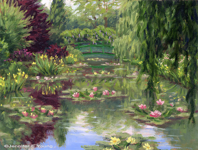 "Monet's Lily Pond", Oil on linen, 12x16"