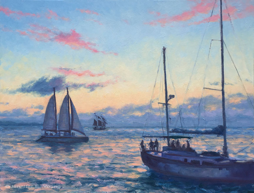 "Sunset Sail", Oil on linen, 30x40"