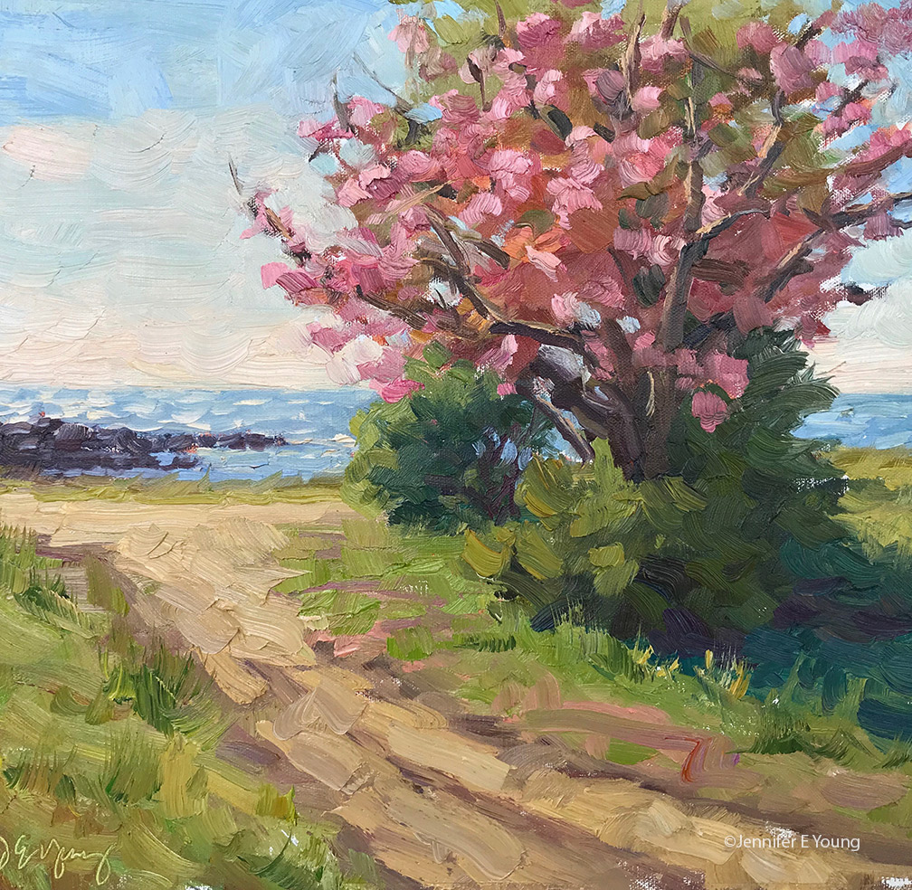 "Springtime at Windmill Point", Oil on linen, 12x12"