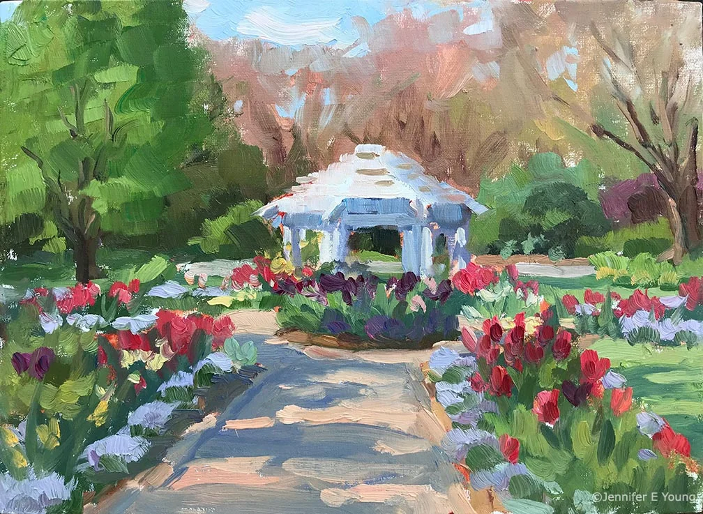 Plein air painting Lewis Ginter Grace Arents garden by Jennifer Young