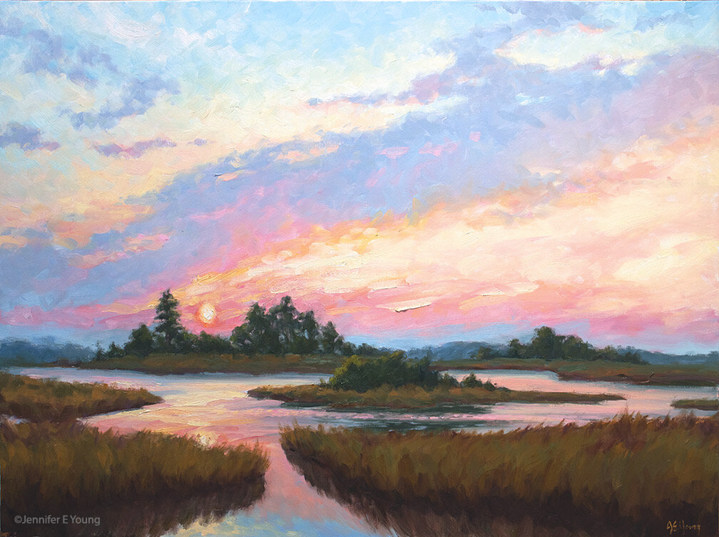 Beneath the Golden Sky Original pastel landscape painting by Virginia  artist Jennifer E. Young — Jennifer Young Fine Art
