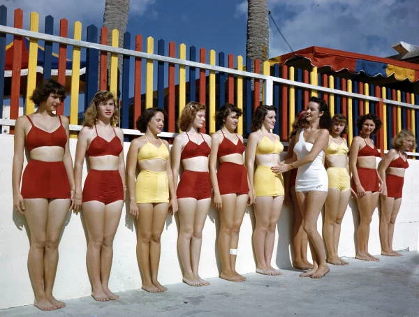 Sarasota Sun-Debs posture training class at Lido Beach, Florida Date: 1953 Physical descrip: 1 transparency - col. - 4 x 5 in. Series Title: Joseph Janney Steinmetz Collection Repository: State Library and Archives of Florida, 500 S. Bronough St., Tallahassee, FL 32399-0250 USA. Contact: 850.245.6700.