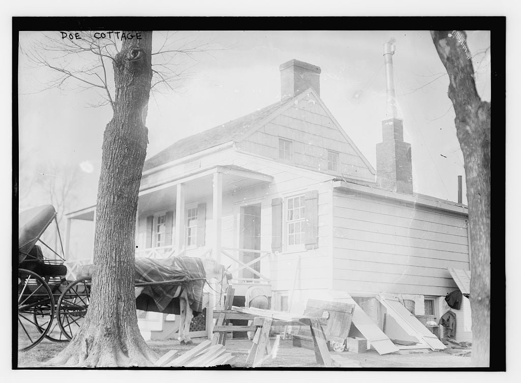 In this home, Poe wrote his poems "Annabel Lee" and "Ulalume" reportedly while the family cat sat on his shoulder.