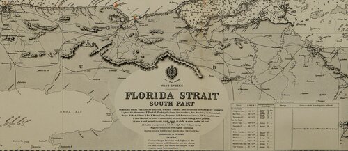 Florida Bahamas Anguilla Cuba Map Of The Florida Strait 1919 1930 Bermuda Caribbean And West Indies Art The Lusher Gallery Llc New York