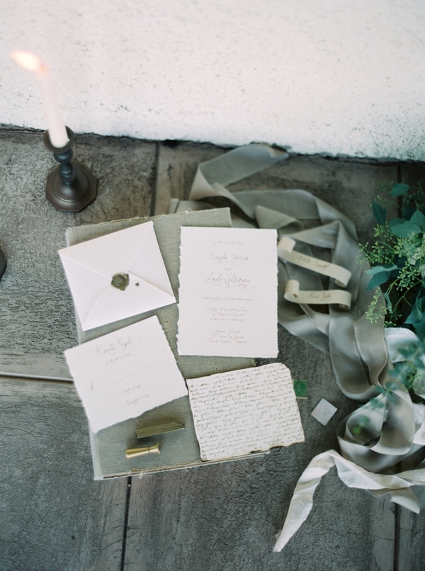 Spanish Wedding Inspiration | Ranch Guajome Adobe Wedding | Nicole Colwell Photography | Joy Wed | Organic Wedding | Wedding Calligraphy | Grey Wedding Stationery