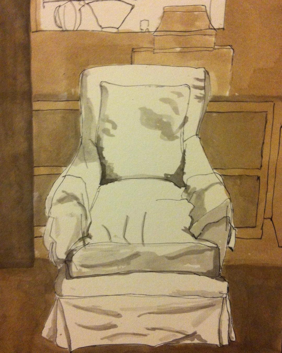Dermot Meagher - White Chair and Ottoman